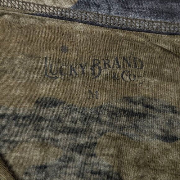 Lucky Brand Cold-shoulder Green Camo T-shirt - SZ - M - Picture 3 of 3